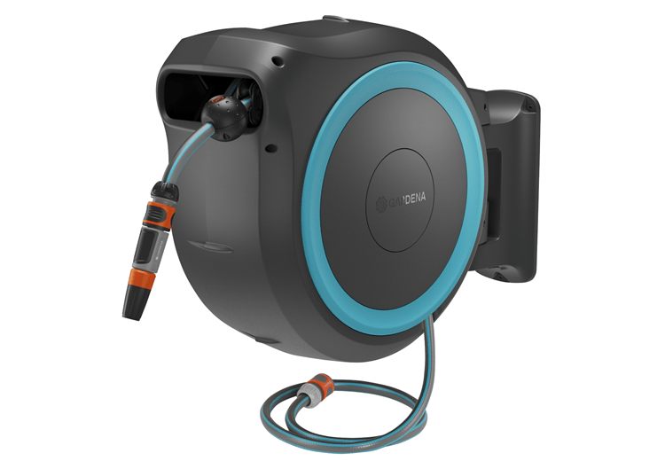 Battery Wall-Mounted Hose Box PowerRoll XL Ready-to-use Set, turquoise