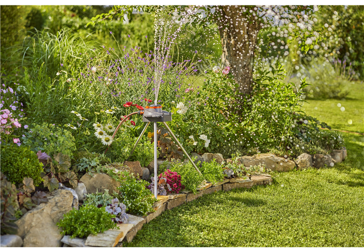Sprinkler Tripod for raised garden irrigation