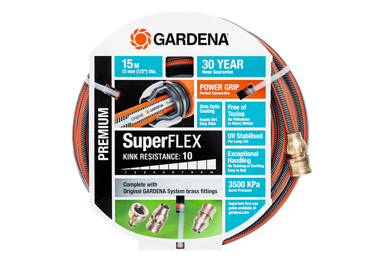 Premium SuperFLEX Hose 13 mm (1/2") 15 m Brass Set