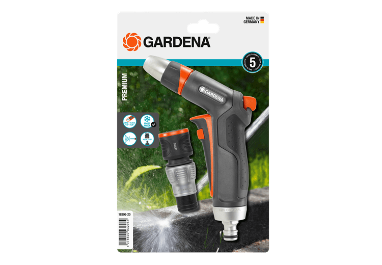 GARDENA Premium cleaning nozzle set, robust, with water stop connection piece