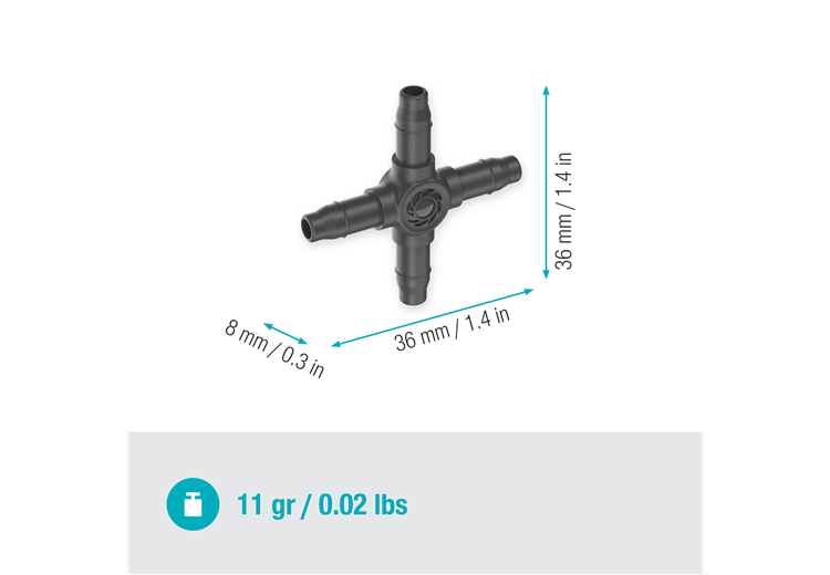 4-suunaline ühendusliitmik 4,6 mm (3/16"), 10 tk