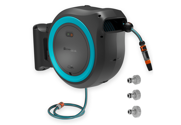 Battery Wall-Mounted Hose Box PowerRoll XL solo, turquoise