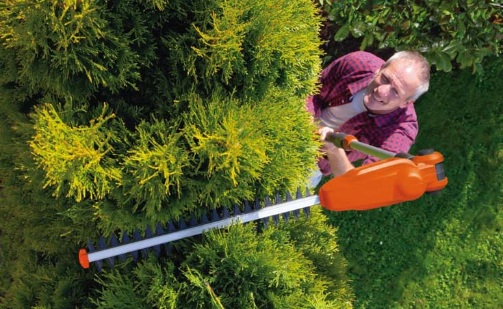 Keep your feet on the ground with extended reach hedge trimmers
