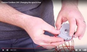changing the spool and line contour cordless 24v, youtube video